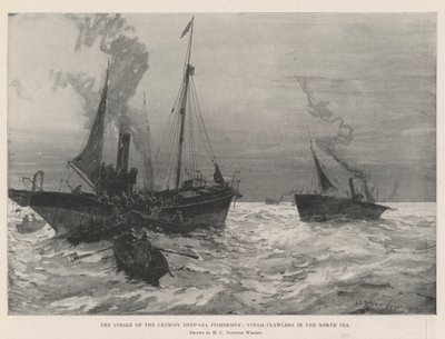 La huelga de los pescadores de alta mar de Grimsby, arrastreros de vapor en el Mar del Norte de Henry Charles Seppings Wright